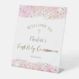 Signe De Table parties scintillant d'aquarelle rose | Première co