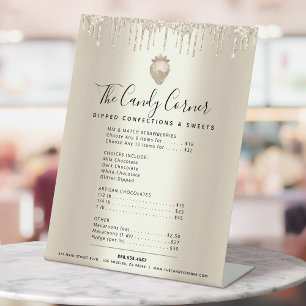 Signe De Table Parties scintillant d'or Dessert Sweets Menu Tarif