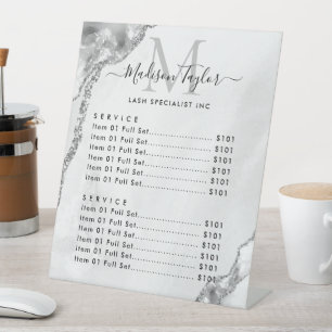 Signe De Table Parties scintillant moderne gris argent Agate Marb