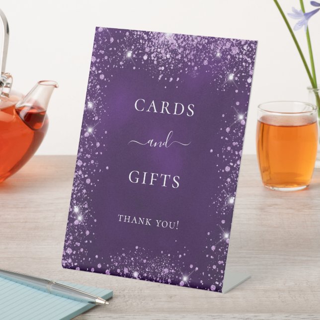 Signe De Table Parties scintillant rose violet scintille cartes c (In SItu)