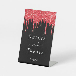 Signe De Table Parties scintillant rouge noir gouttes de sucrerie