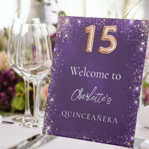 Signe De Table Parties scintillant violette de Quinceanera brille