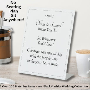 Signe De Table Pas de plan de table - Mariage Noir Blanc Infini