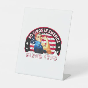 Signe De Table Pas de rois en Amérique depuis 1776 Drapeau USA Sa