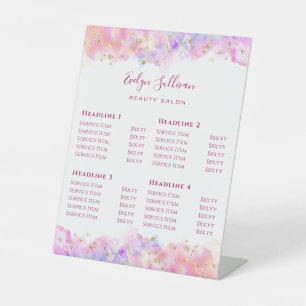 Signe De Table Pastel Aquarelle Parties scintillant Beauté Salon