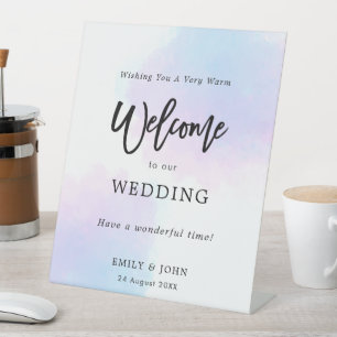 Signe De Table Pastel Aquarelles Bienvenue à notre Mariage