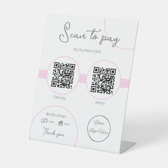 Signe De Table Pastel brown 2 QR codes balayage féminin à payer (Recto)