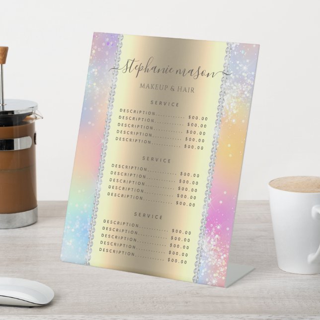 Signe De Table Pastel Holographic Parties scintillant Diamonds Me (In SItu)