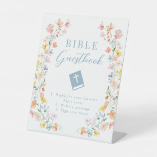 Signe De Table Pastel Meadow Fleur Mariage Bible Guestbook Signal