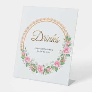 Signe De Table Pastel Rose Roses & Boissons Respiratoires pour bé