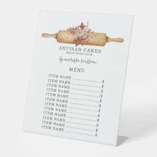 Signe De Table Pâtisserie Chef Aquarelle Floral Rolling Pin