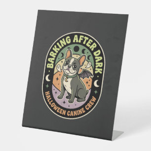 Signe De Table Patrouille de nuit de French Bulldog d'Halloween