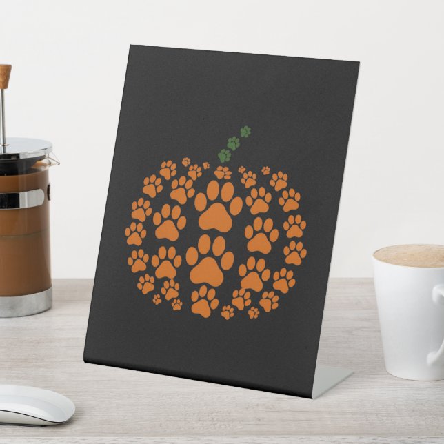 Signe De Table Paw Citrouille Empreinte de patte chien Thanksgivi (In SItu)