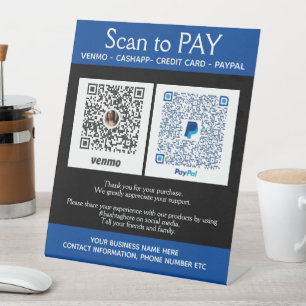 Signe De Table Payez sur PayPal bleu Venmo ici 