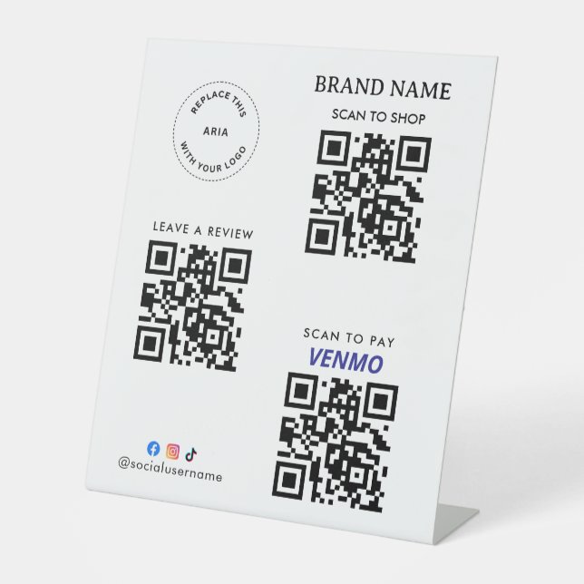 Signe De Table Payment | Company Logo,Website All in One Qr Code (Recto)