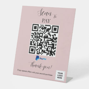 Signe De Table Paypal paiement QR code Pink Blush