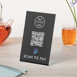 Signe De Table Paypal QR Code Scan to Pay Professional Logo Black