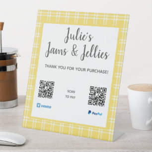 Signe De Table Pays Jaune Plaid QR Code Paiement