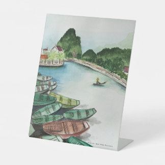 Signe De Table Paysage d'aquarelle, Vietnam, affiche de Tam Coc