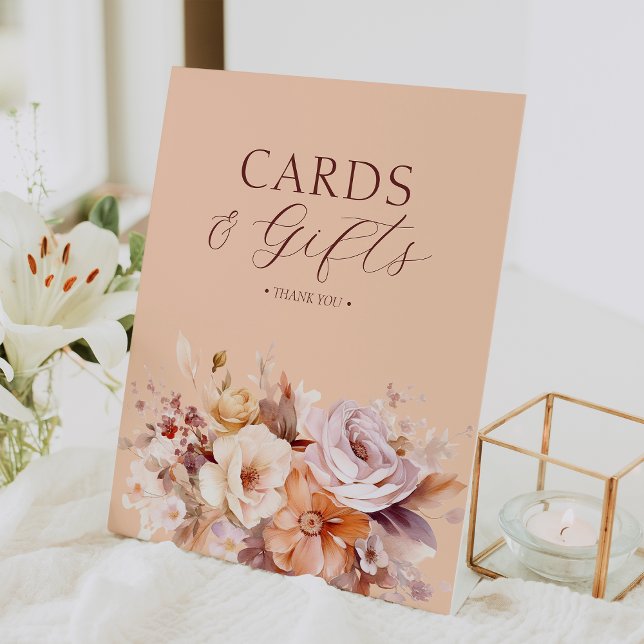 Signe De Table Peach Floral Fall Baby showers Cartes & Cadeaux (Créateur téléchargé)