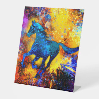 Signe De Table Peinture Abstraite Cheval en Course