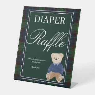 Signe De Table Peluche vert en peluche ours baby shower tombole d