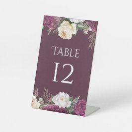 Signe De Table Peonies de Bourgogne moderne Numéro de tableau