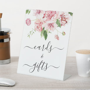 Signe De Table Peonies Roses Vides Cartes de Douche & Cadeaux