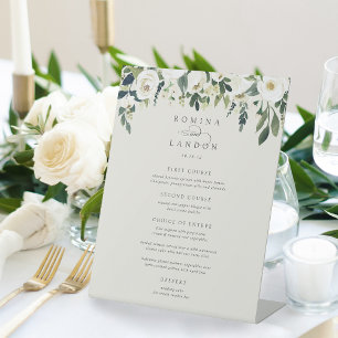 Signe De Table Peony blanc   Menu Mariage de cadre Floral Aquarel