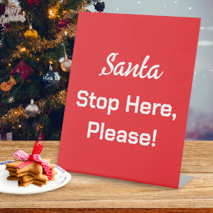 Signe De Table Père Noël Arrêtez-Vous Ici Décoration de Noël Rétr