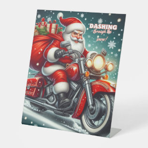Signe De Table Père Noël en moto