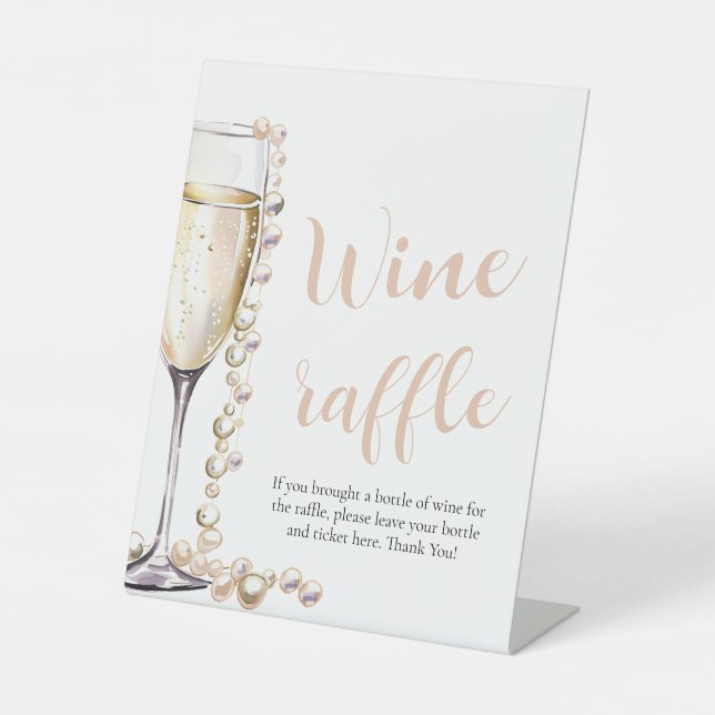 Signe De Table Perles et Prosecco Fête des mariées Jeu de Raffle  (Recto)