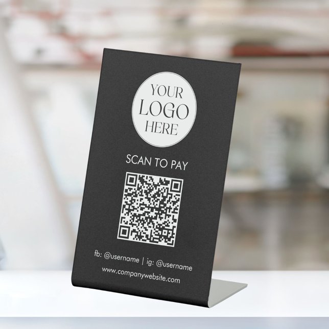 Signe De Table Personalized Business Logo QR Code Simple Modern (In situ)