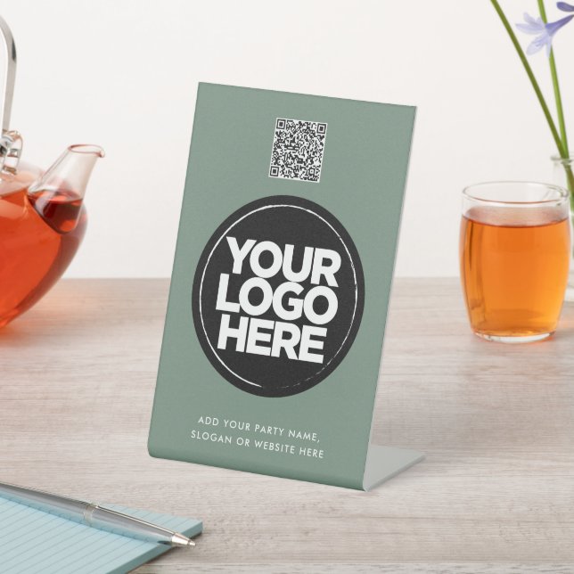 Signe De Table Personalized Logo and Text Simple Qr Code (In SItu)
