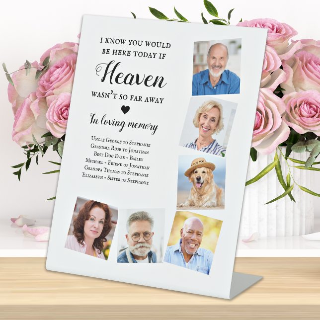 Signe De Table Personnalisé 6 Photo Heaven Poem Mariage Memorial (Créateur téléchargé)
