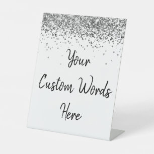 Signe De Table Personnalisé Blanc Noir Argent Fête Anniversaire V