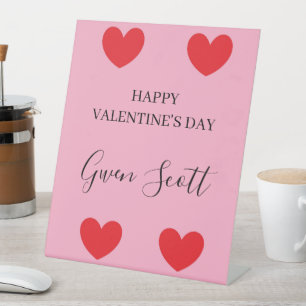 Signe De Table Personnalisé Happy Valentine's rouge coeur rose