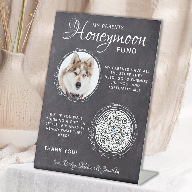 Signe De Table Personnalisé Mariage animal Venmo Chien Photo Fond (Créateur téléchargé)
