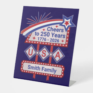 Signe De Table Personnalisé USA 250–Marquise Rétro Patriotique