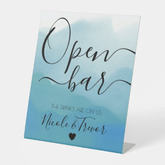 Signe De Table Personnaliser : Bar ouvert calligraphie aquarelle
