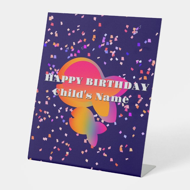Signe De Table Personnaliser Rainbow Fish Kids Joyeux anniversair (Recto)