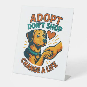 Signe De Table Pet Adopter l'amour Tee