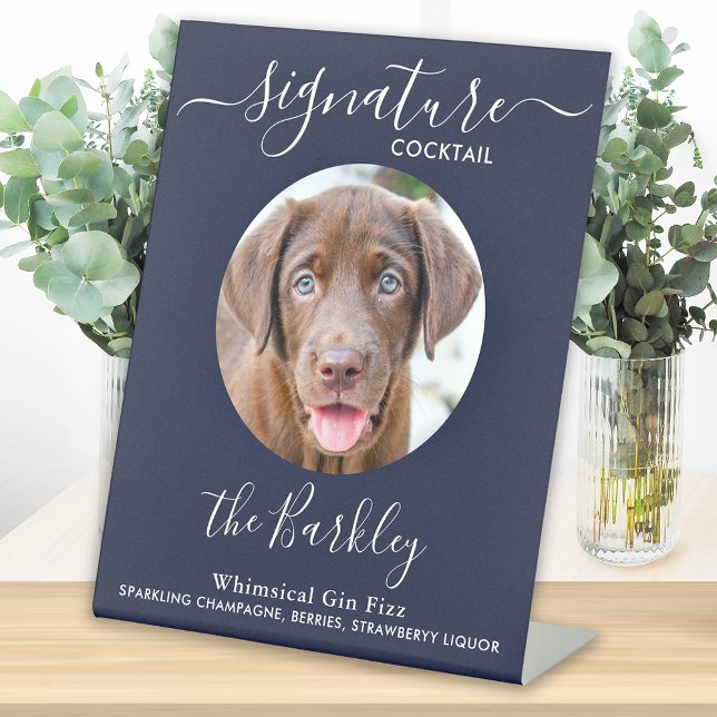 Signe De Table Pet Chien Mariage Signature Cocktail Photo Marine  (Créateur téléchargé)