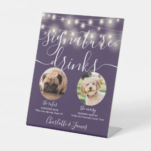 Signe De Table Pet Chien Signature Boissons Chaîne Lumières Viole