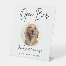 Signe De Table Pet Dog Mariage Open Bar Boissons Cocktail