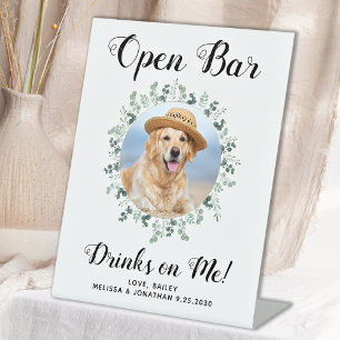 Signe De Table Pet Dog Mariage Open Bar Photo Boissons Personnali