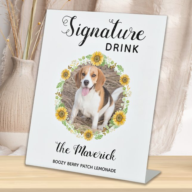 Signe De Table Pet Mariage Signature Boissons Tournesol Photo (Créateur téléchargé)