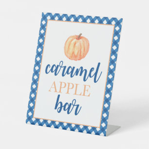 Signe De Table Petit Citrouille bleu automne Nourriture d'anniver