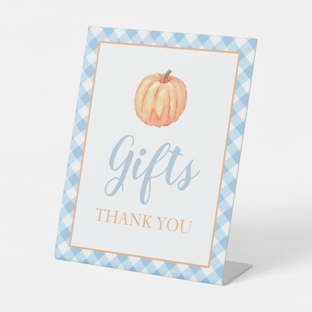 Signe De Table Petit Citrouille Pastel bleu automne Cadeaux d'ann (Recto)