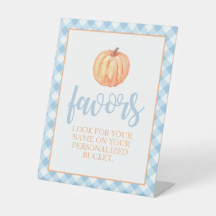 Signe De Table Petit Citrouille Pastel bleu Favori d'anniversaire